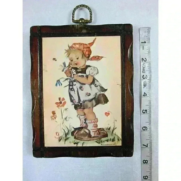 Vintage Hummel Children Wood Wall Plaques Handcrafted Pine Wood Frames Lot of 4 - Picture 10 of 12